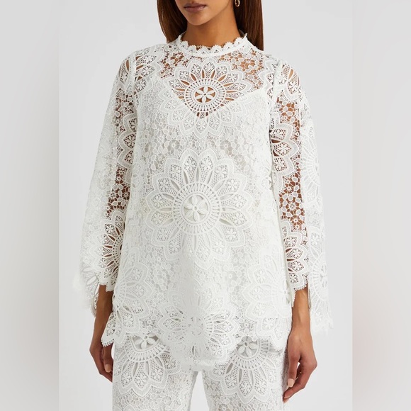 ZIMMERMAN Chintz Doily Lace Top In Ivory - Picture 2 of 16